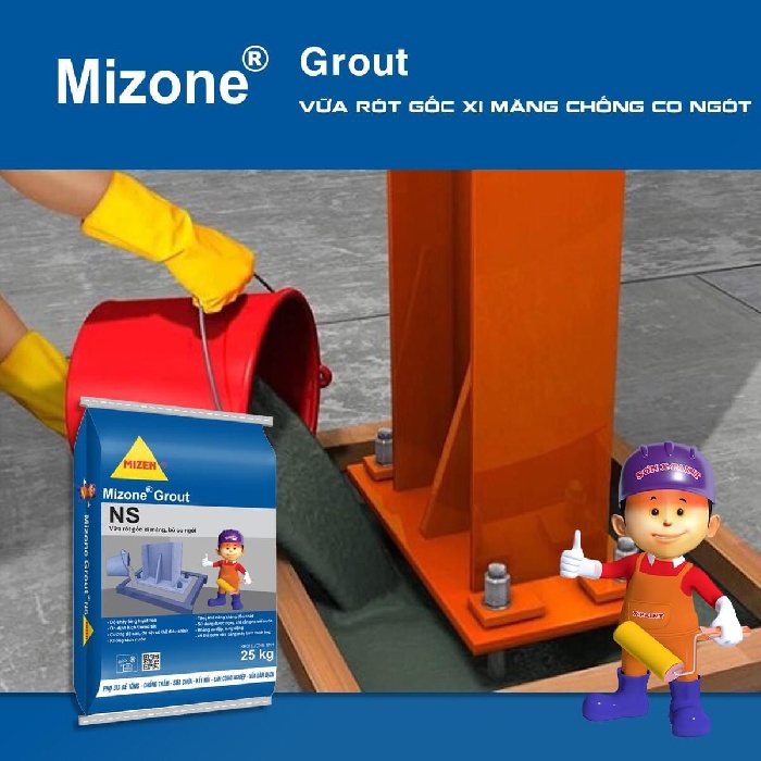 Mizone Grout NS -Vữa rót gốc xi măng ko co ngót